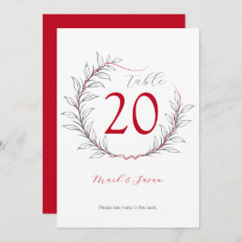 Modern Huwelijks Tafelnummer & Menu (Rood)
