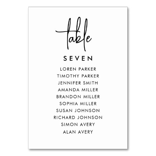 Modern Huwelijks Tafelstoelindeling Grafiek Kaart (Voorkant)