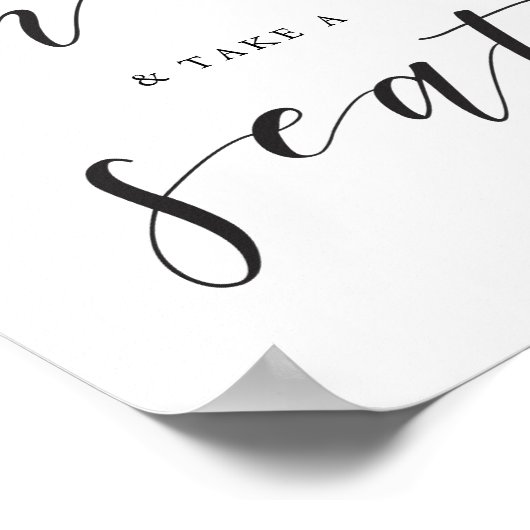 Modern huwelijksbord 'Schenk in en neem plaats' Poster (Hoek)