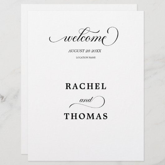 Modern huwelijksceremonie programma (Voorkant / Achterkant)