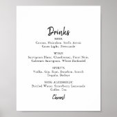 Modern huwelijksdranken menukaart bord poster (Voorkant)