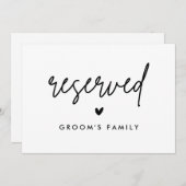 Modern Huwelijksfeest Tafelkaart Bruidegom Familie Aankondiging (Voorkant / Achterkant)