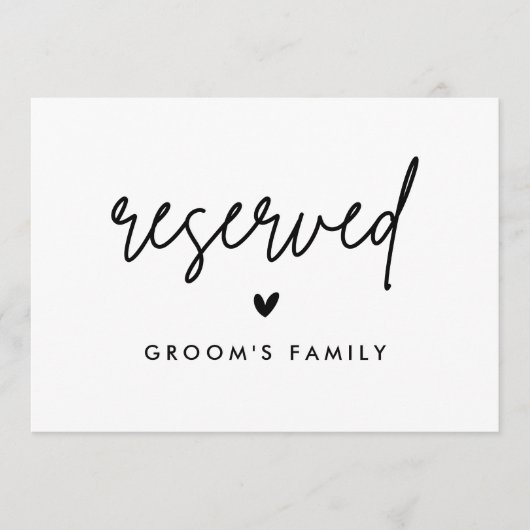 Modern Huwelijksfeest Tafelkaart Bruidegom Familie Aankondiging (Voorkant)