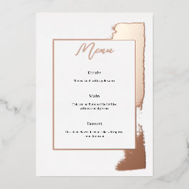 Modern huwelijksmenu met geverfde folie uitnodiging