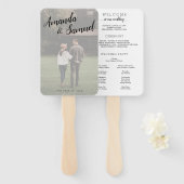 Modern huwelijksprogramma Fans Overlay met foto Handwaaier (Voorkant en achterkant)