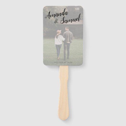 Modern huwelijksprogramma Fans Overlay met foto Handwaaier (Voorkant)