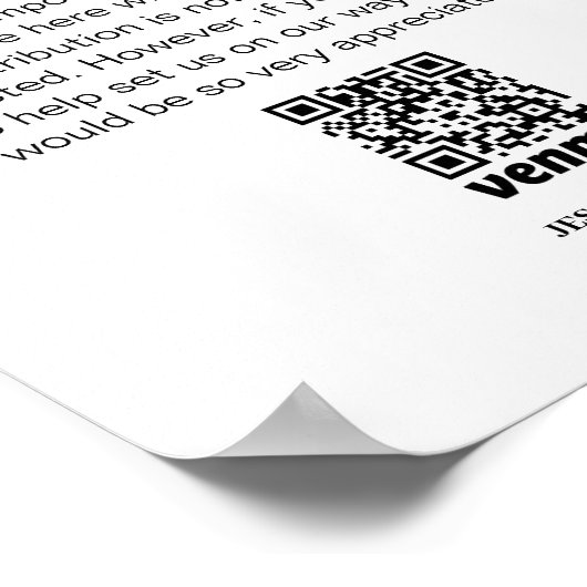 Modern huwelijksreis fonds QR Code teken Poster (Hoek)