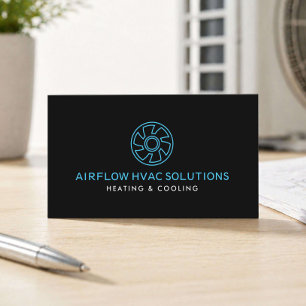 Modern HVAC Contractor Ventilator Logo Zwart Visitekaartje