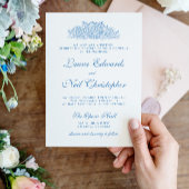 Modern Hydrangea Dusty Blue Floral Wedding Kaart