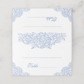 Modern Hydrangea Dusty Blue Floral Wedding Plaatskaartje (Buitenkant ongevouwen)