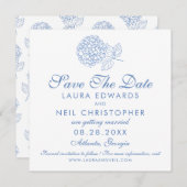 Modern Hydrangea Dusty Blue Floral Wedding Save The Date (Voorkant / Achterkant)
