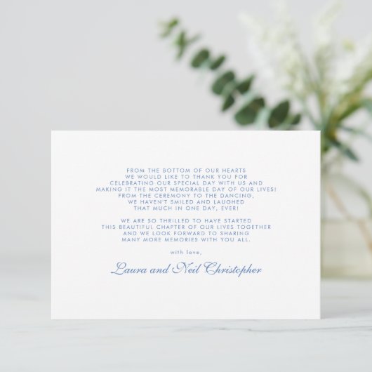 Modern Hydrangea Dusty Blue Wedding Bedankt (Staand voorkant)