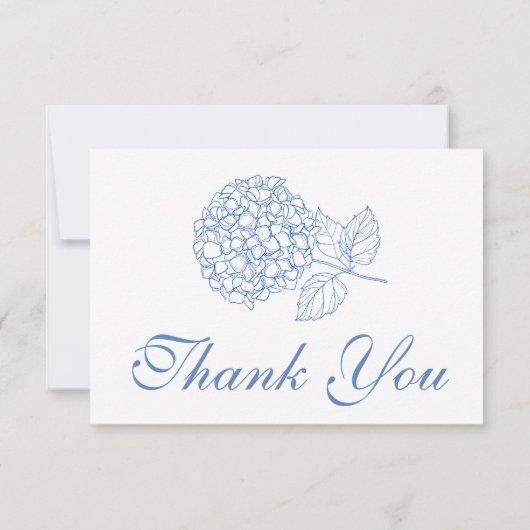 Modern Hydrangea Dusty Blue Wedding Bedankt (Achterkant)