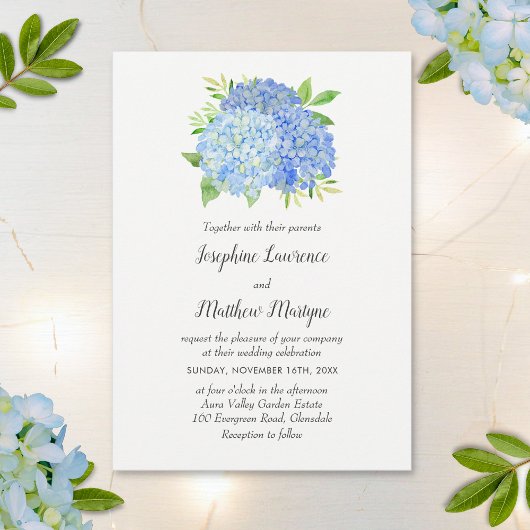 Modern Hydrangea Flowers Wedding Kaart