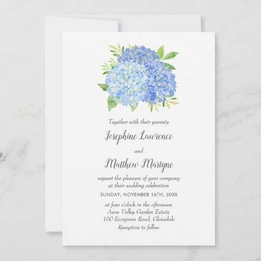Modern Hydrangea Flowers Wedding Kaart (Voorkant)