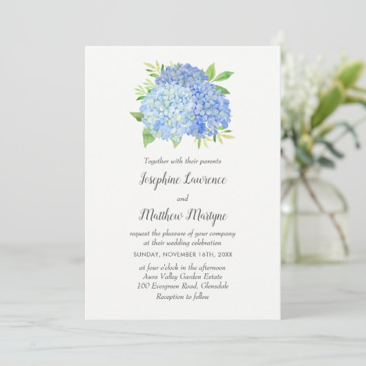 Modern Hydrangea Flowers Wedding Kaart (Staand voorkant)