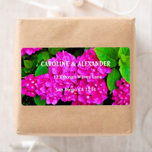 Modern Hydrangea Pink Floral Blossom Wedding Etiket (Insitu)