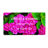 Modern Hydrangea Pink Floral Blossom Wedding Etiket (Voorkant)