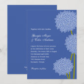 Modern Hydrangeas Wedding Invitation - Blue Kaart (Voorkant / Achterkant)