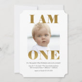Modern "I AM ONE" Gold 1st Birthday Kaart (Voorkant)