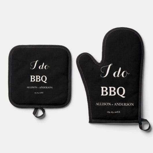 Modern i do bbq vrijgezellenfeest verloving ovenwant & pannenlap set (Voorkant)