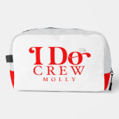 Modern I Do Crew Bold Red Bridesmaid Toilettasje (Voorkant)