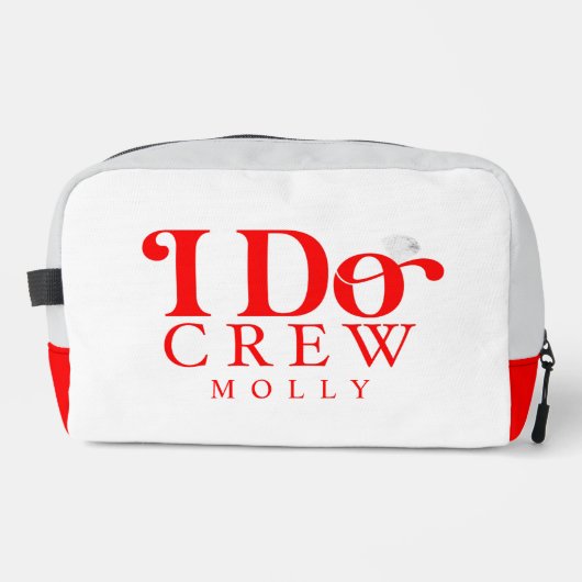 Modern I Do Crew Bold Red Bridesmaid Toilettasje (Voorkant)