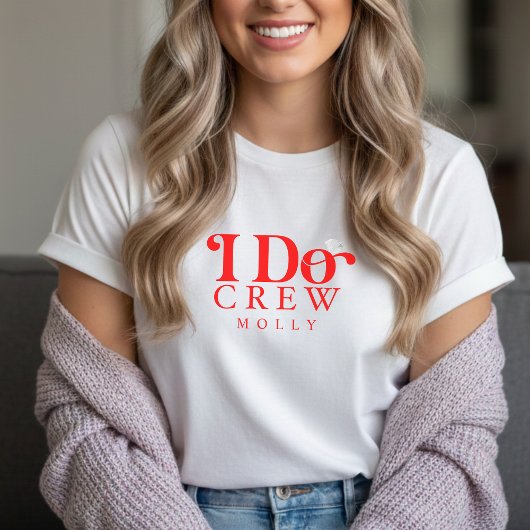 Modern I Do Crew Bold Red Bridesmaid Tri-Blend Shirt