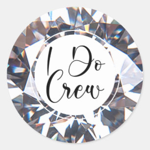 Modern I DO CREW Diamond Script Ronde Sticker