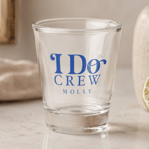 Modern I Do Crew Kobaltblauwe Bruidsmeisje Shot Glas
