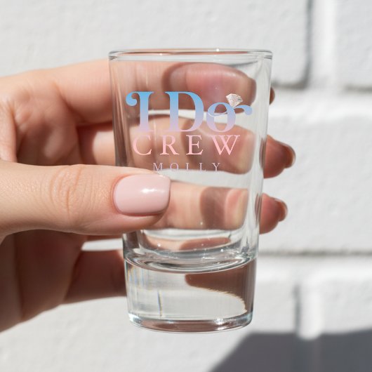 Modern I Do Crew Pastel Gradient Bridesmaid Shot Glas