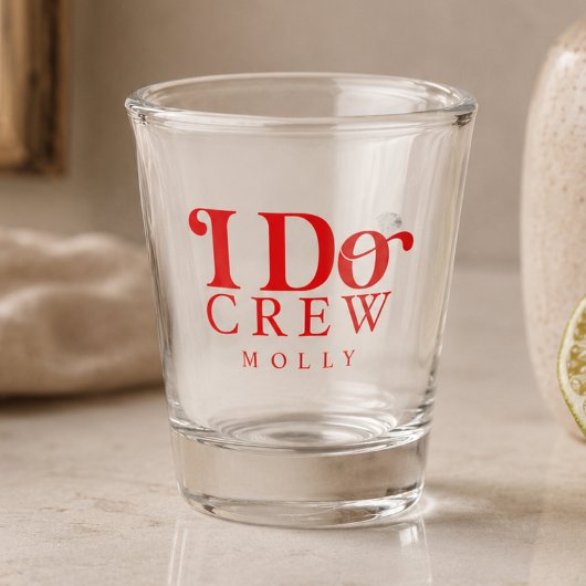 Modern I Do Crew Vet Rode Bruidsmeisje Shot Glas