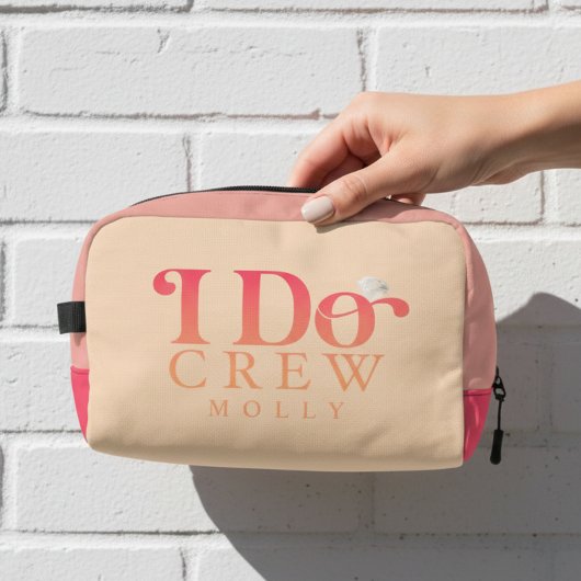 Modern I Do Crew Zonsondergang Gradiënt Bruidsmeis Toilettasje
