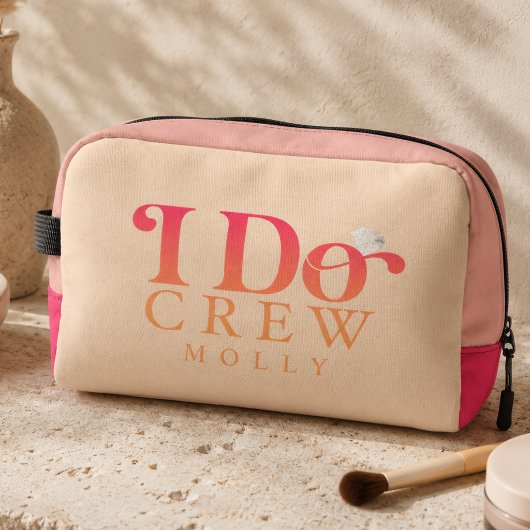 Modern I Do Crew Zonsondergang Gradiënt Bruidsmeis Toilettasje