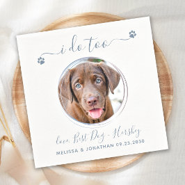 Modern I do too Dusty Blue Pet Photo Dog Wedding Servet