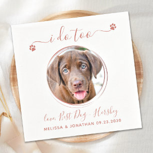 Modern I do too Roos Gold Pet Photo Dog Wedding Servet