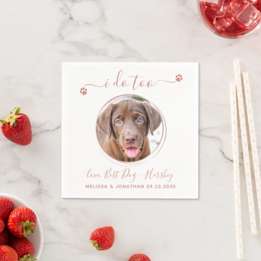 Modern I do too Roos Gold Pet Photo Dog Wedding Servet (Insitu)