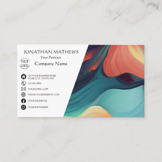Modern I Kleurrijk Abstract Visitekaartje (Voorkant)