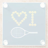 Modern I Love Tennis Blue Glazen Onderzetter (Achterkant)