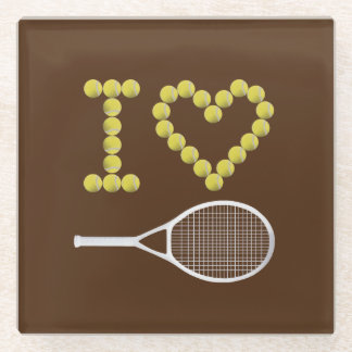 Modern I Love Tennis Brown Glazen Onderzetter