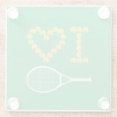 Modern I Love Tennis Green Glazen Onderzetter (Achterkant)