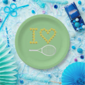 Modern I Love Tennis Green Papieren Bordje (Feest)
