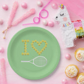 Modern I Love Tennis Green Papieren Bordje (Feest)
