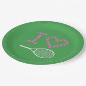 Modern I Love Tennis Green Papieren Bordje (Gekanteld)