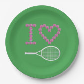Modern I Love Tennis Green Papieren Bordje (Voorkant)
