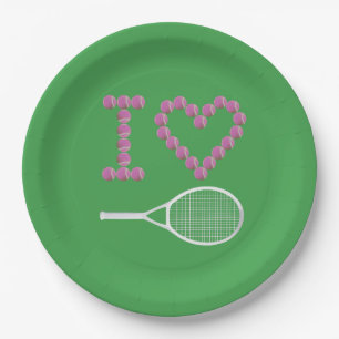 Modern I Love Tennis Green Papieren Bordje