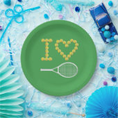 Modern I Love Tennis Green Papieren Bordje (Feest)
