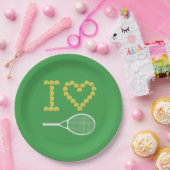 Modern I Love Tennis Green Papieren Bordje (Feest)