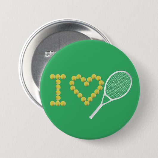 Modern I Love Tennis Green Ronde Button 7,6 Cm (Voorkant /achterkant)