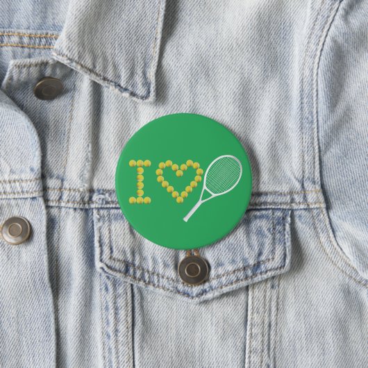 Modern I Love Tennis Green Ronde Button 7,6 Cm (In situ)